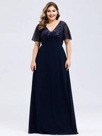Plus Size Floral Sequin Evening Dresses With Cap Sleeve Plus Size Luxurious Weddings