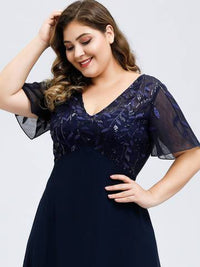 Plus Size Floral Sequin Evening Dresses With Cap Sleeve Plus Size Luxurious Weddings
