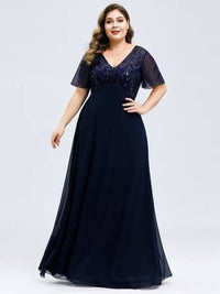 Plus Size Floral Sequin Evening Dresses With Cap Sleeve Plus Size Luxurious Weddings