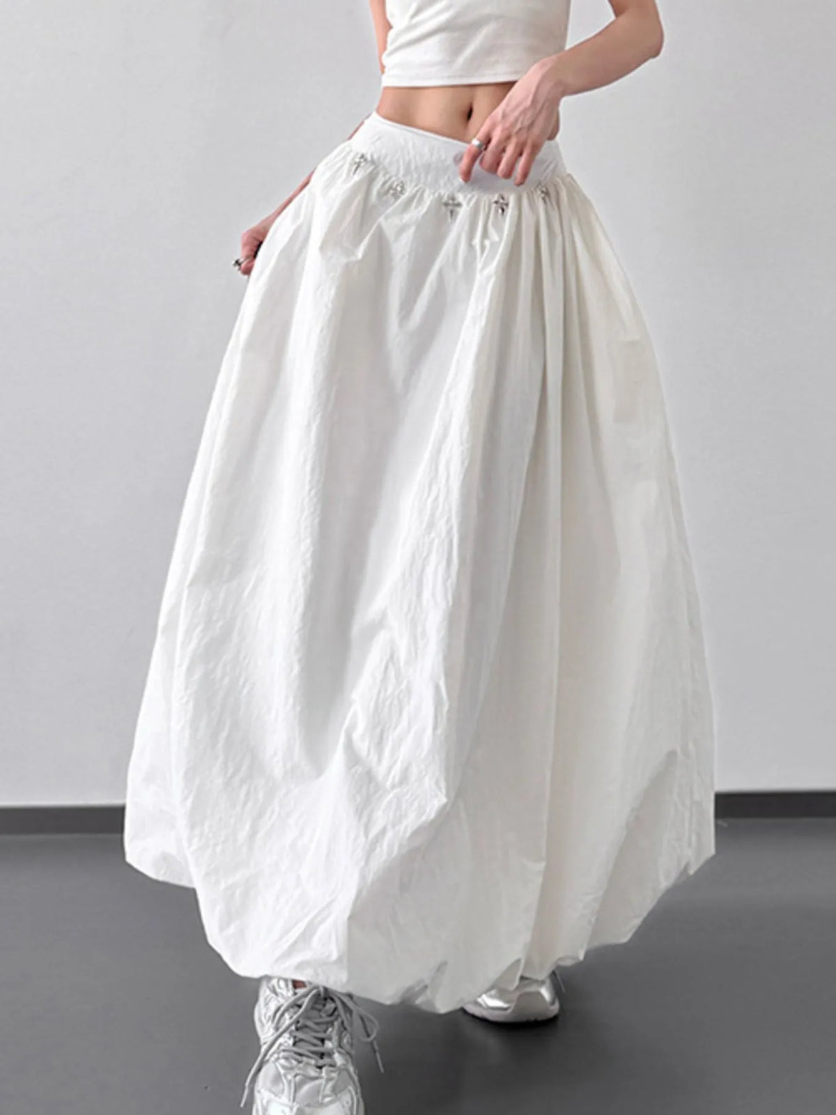 Elastic Waistband Bubble Maxi Skirt Skirt Suit Luxurious Weddings