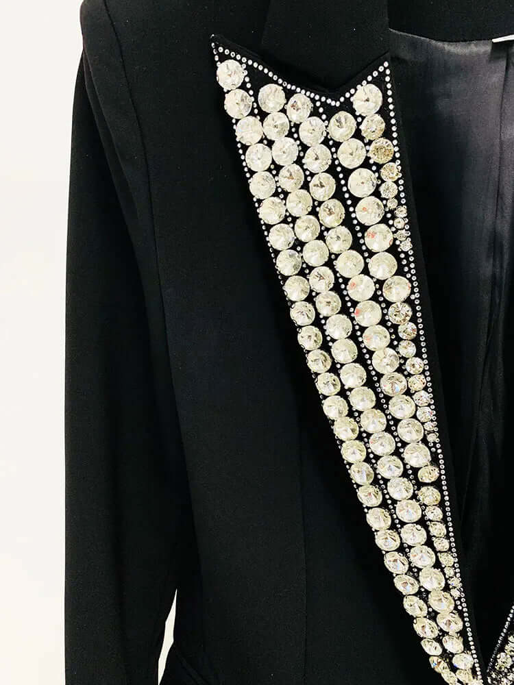 Designer Jacket Women's Rhinestone Diamonds Blazer Women's Jacket Luxurious Weddings