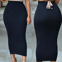 Solid color elastic waistband medium length skirt mid length skirt Luxurious Weddings
