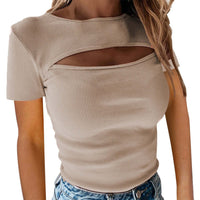 Short Sleeved ribbed top T-shirt Women's Tshirt Luxurious Weddings