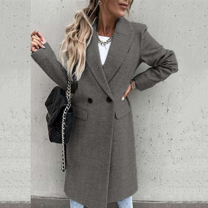 Autumn & Winter color lapel, medium length button down woolen coat, Women's Jacket Luxurious Weddings