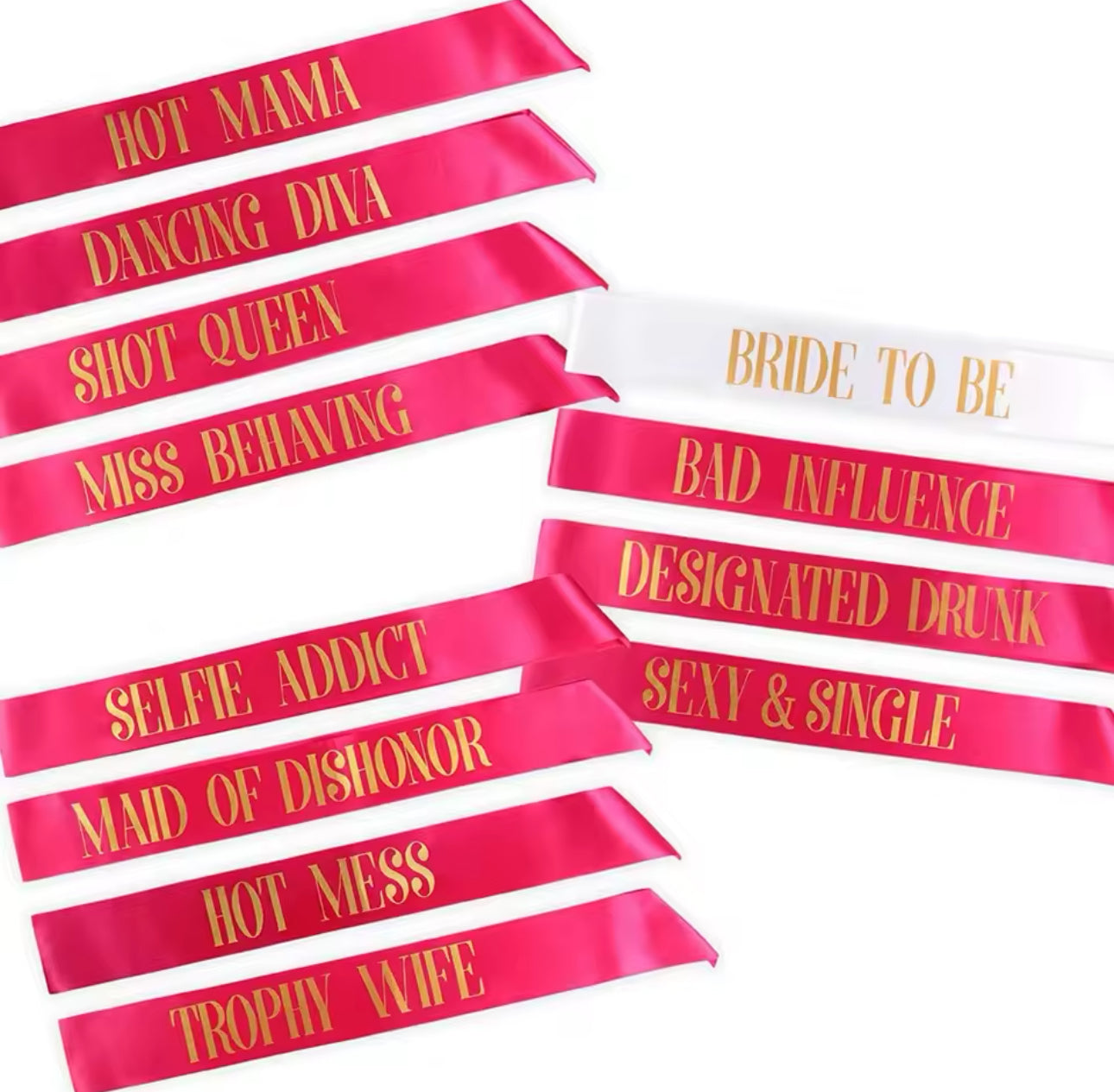 Universal Bridal Party Decorations - Satin Sash & Shoulder Straps Hens Night Luxurious Weddings