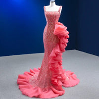 Pink Party Sexy Sequins Prom Mermaid Evening Dresses Evening Gown Luxurious Weddings