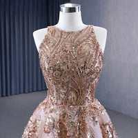 Classic O-neck Sleeveless Elegant Sequins Evening Gown Evening Dress Luxurious Weddings