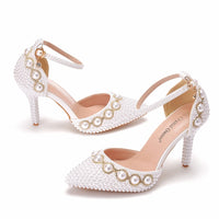 Bridal Heels Crystal Queen Pearl Diamond Shoes high heels Luxurious Weddings