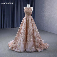 Classic O-neck Sleeveless Elegant Sequins Evening Gown Evening Dress Luxurious Weddings