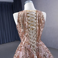 Classic O-neck Sleeveless Elegant Sequins Evening Gown Evening Dress Luxurious Weddings