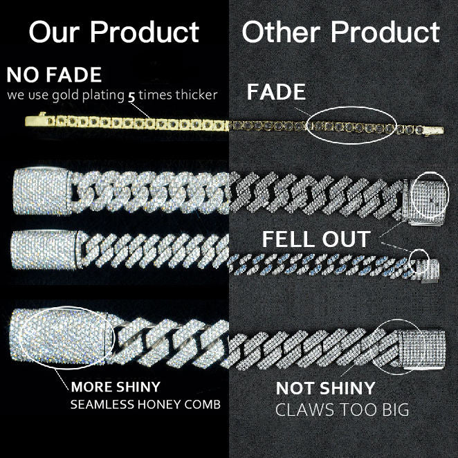 12MM Moissanite Cuban Link Bracelet bracelet Luxurious Weddings