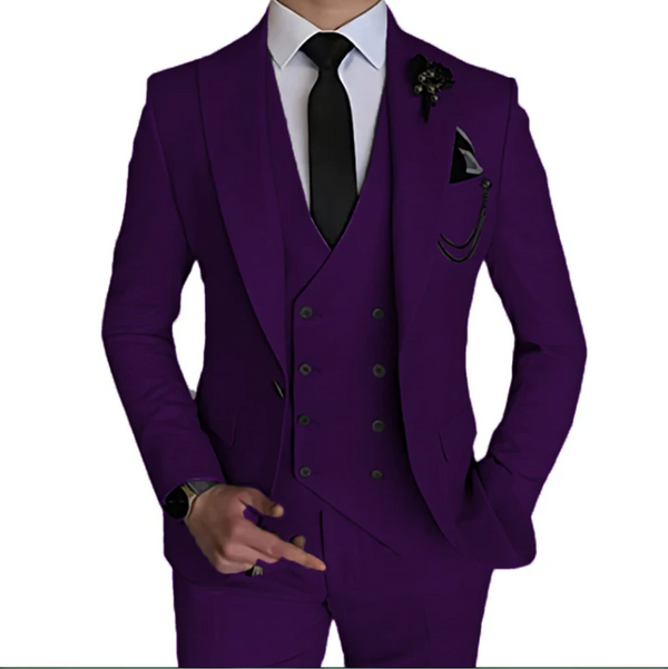 Purple Men's Solid 3Pc Color Suit Men's Suit Luxurious Weddings