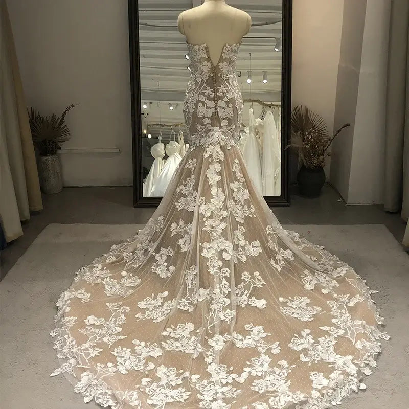 Mermaid Lace Double Sided Embroidered Plus Size Wedding Dress Wedding Dress Luxurious Weddings