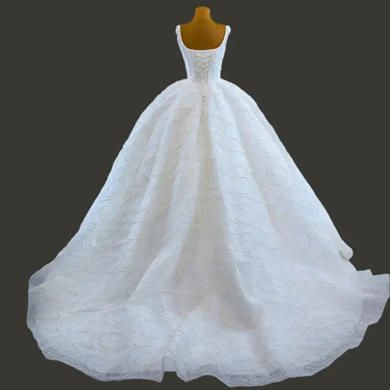 Sleeveless Sequin Ball Gown Applique Beaded Wedding Dress Wedding Dress Luxurious Weddings