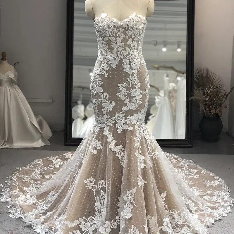 Mermaid Lace Double Sided Embroidered Plus Size Wedding Dress Wedding Dress Luxurious Weddings
