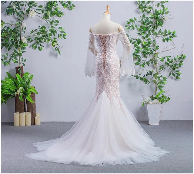 Off The shoulder puff Sleeves Sweetheart Mermaid Wedding Dress Wedding Dress Luxurious Weddings