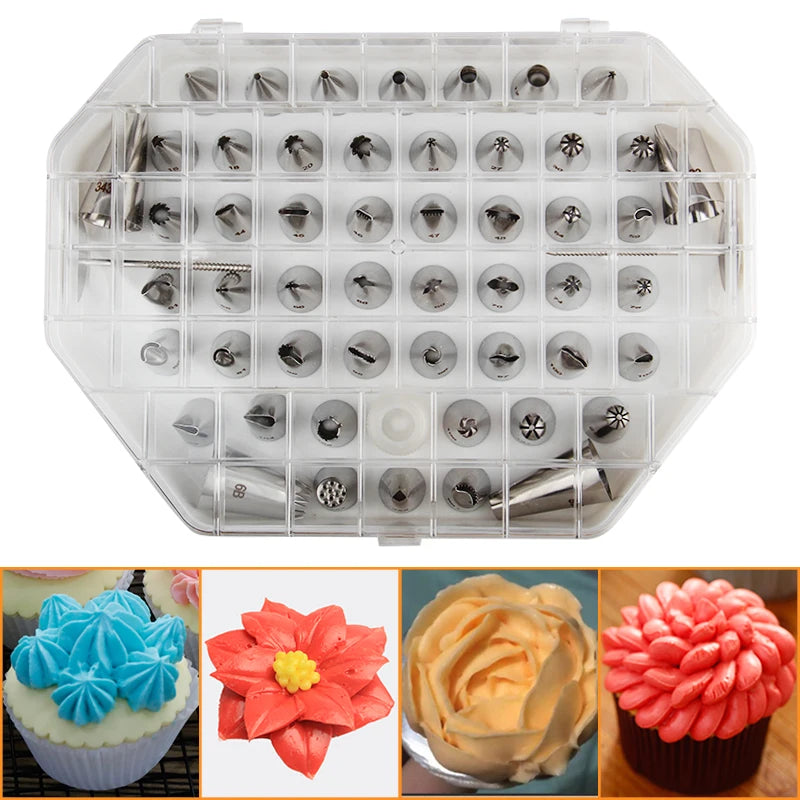 55pcs Stainless Steel Cake Decorating Tips Set Icing Tips Luxurious Weddings