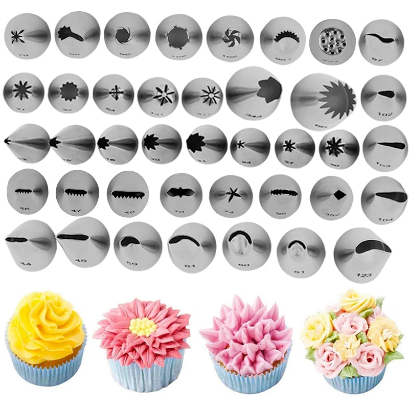 55pcs Stainless Steel Cake Decorating Tips Set Icing Tips Luxurious Weddings