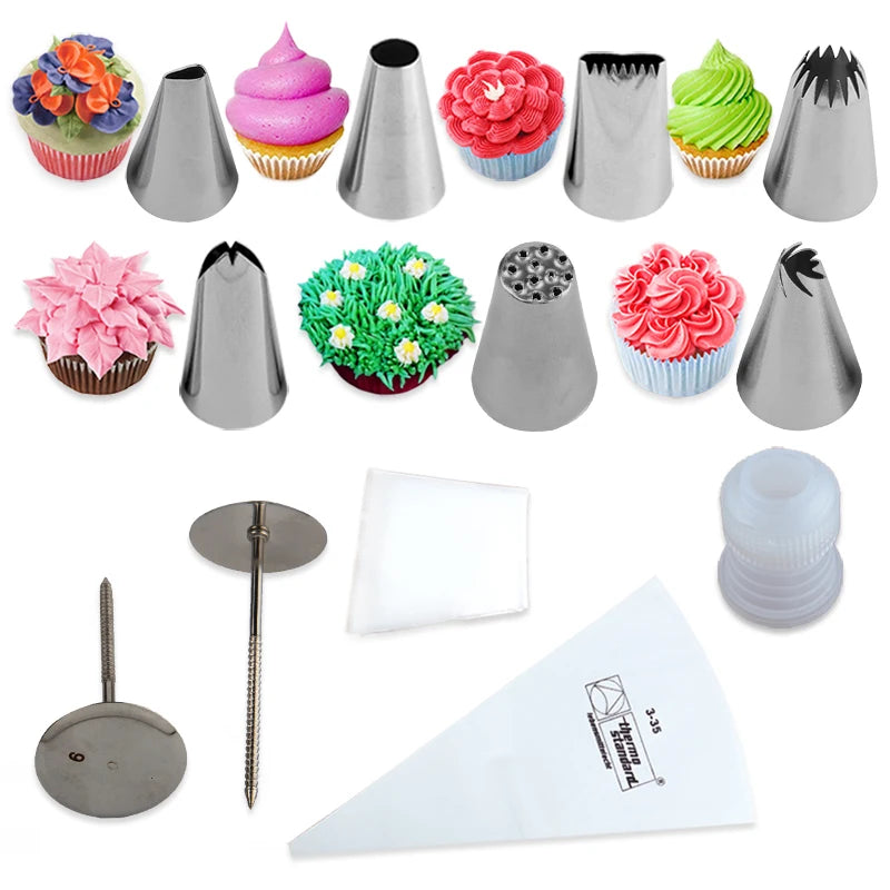 55pcs Stainless Steel Cake Decorating Tips Set Icing Tips Luxurious Weddings
