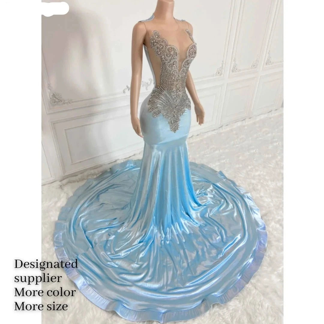Sky Blue Ball Gown Prom Dress Luxurious Weddings