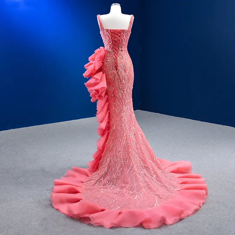 Pink Party Sexy Sequins Prom Mermaid Evening Dresses Evening Gown Luxurious Weddings