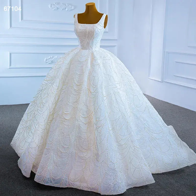 Sleeveless Sequin Ball Gown Applique Beaded Wedding Dress Wedding Dress Luxurious Weddings