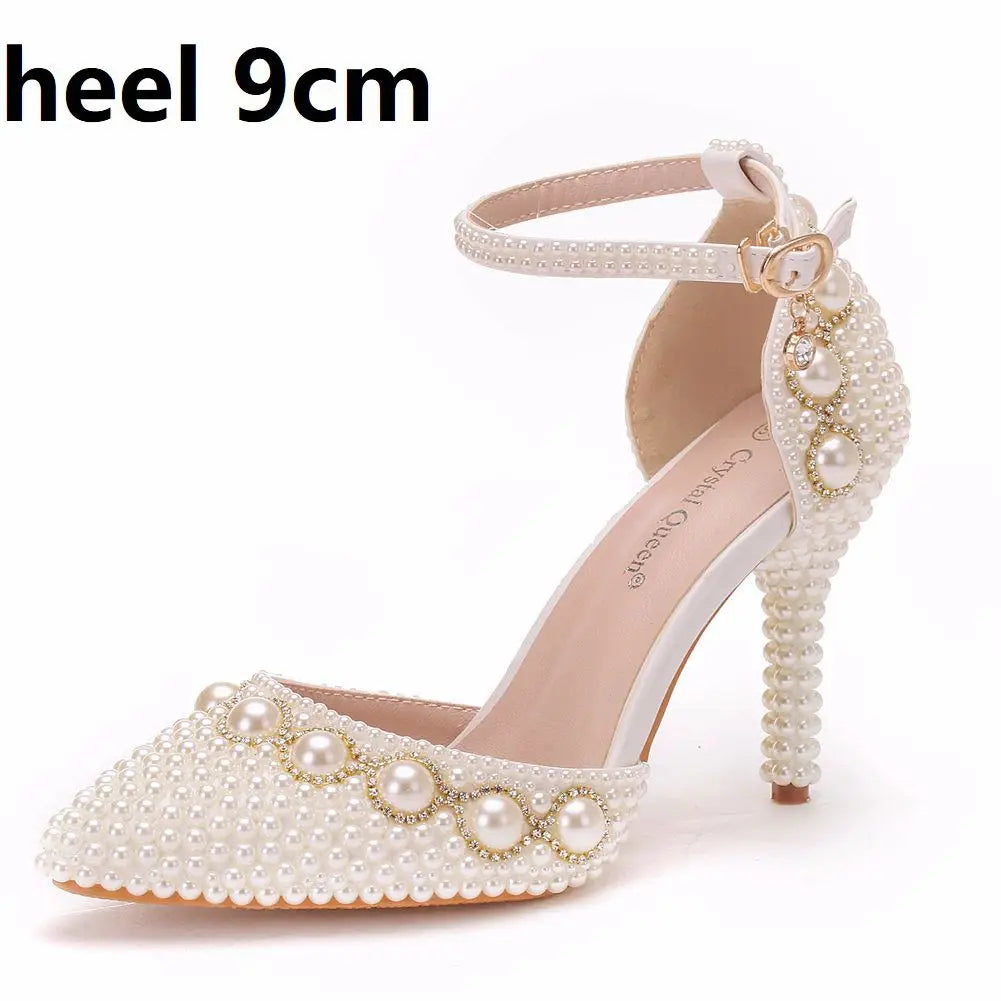 Bridal Heels Crystal Queen Pearl Diamond Shoes high heels Luxurious Weddings