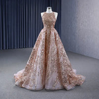 Classic O-neck Sleeveless Elegant Sequins Evening Gown Evening Dress Luxurious Weddings