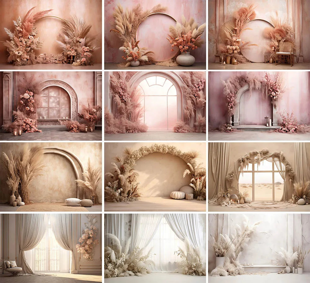 Pink Wedding Floral Backdrops Photography Birthday Decor Photo Background photo backdrop Luxurious Weddings