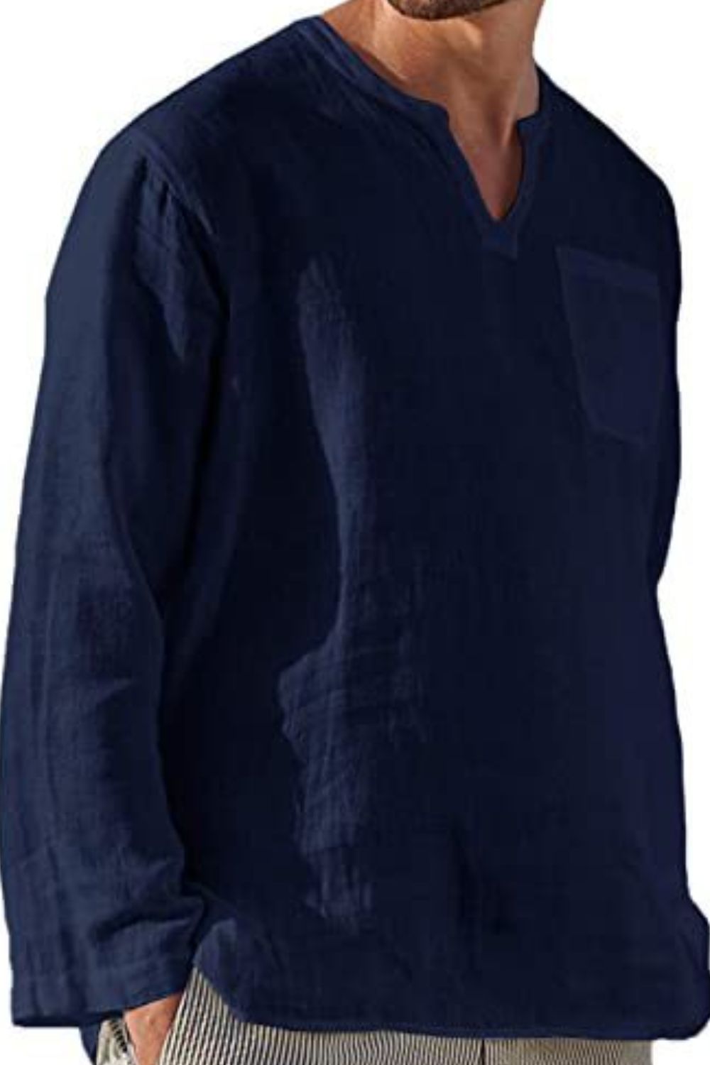 Men's Full Size Notched Long Sleeve Top Plus Size tshirt Luxurious Weddings