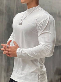 Men's Mock Neck Long Sleeve T-Shirt Tshirts Luxurious Weddings