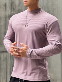 Men's Mock Neck Long Sleeve T-Shirt Tshirts Luxurious Weddings