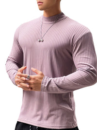 Men's Mock Neck Long Sleeve T-Shirt Tshirts Luxurious Weddings