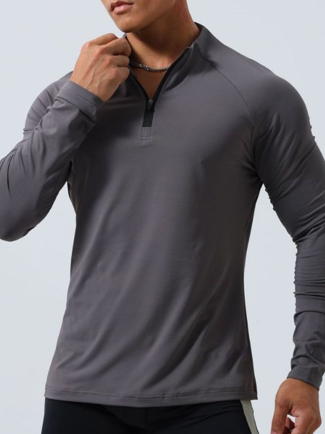 Men's Plus Size Quarter Zip Long Sleeve Top Long sleeved Luxurious Weddings