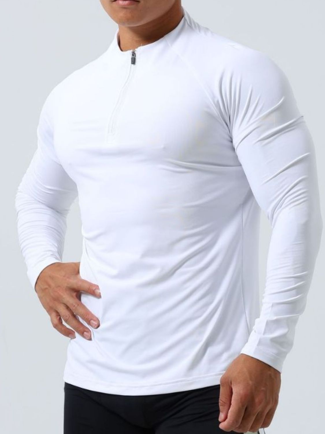 Men's Plus Size Quarter Zip Long Sleeve Top Long sleeved Luxurious Weddings