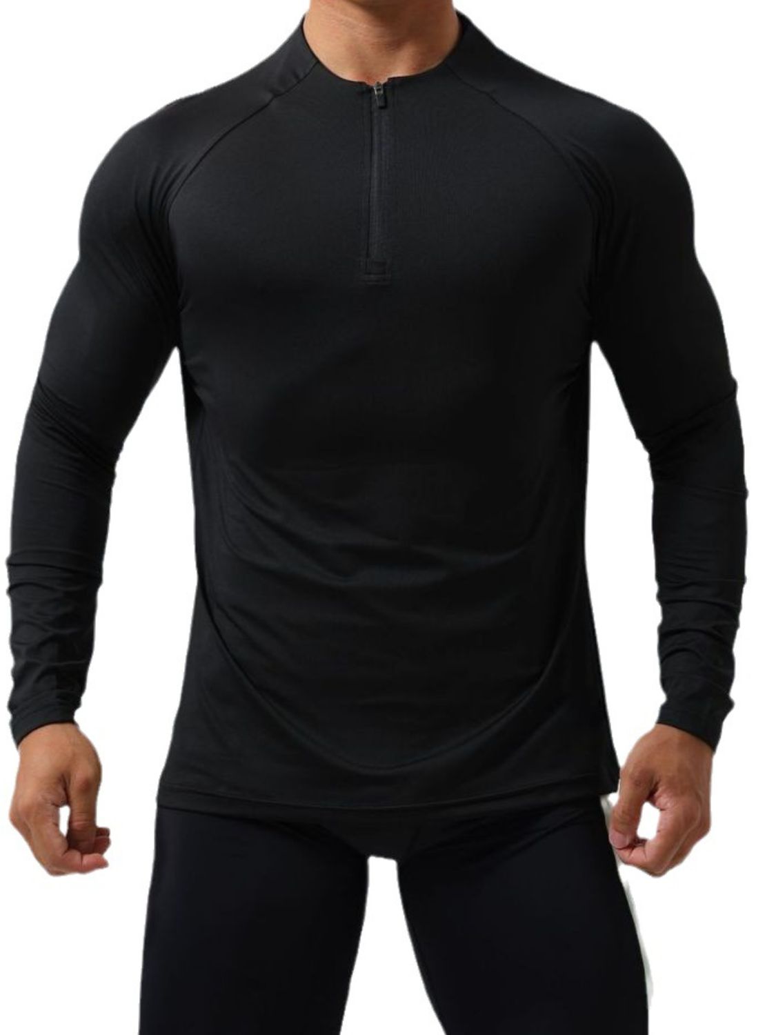 Men's Plus Size Quarter Zip Long Sleeve Top Long sleeved Luxurious Weddings