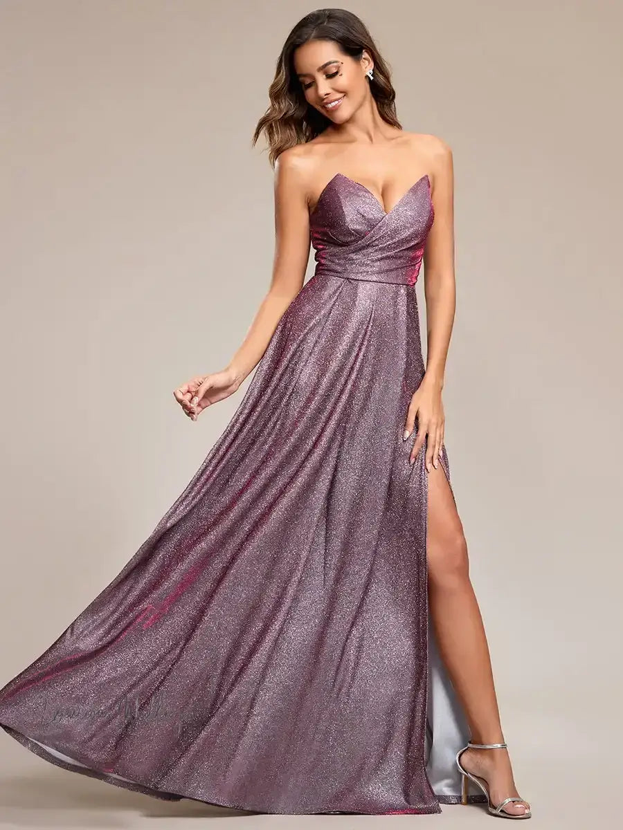 Gorgeous Metallic Rose Evening Dress Evening Dress Luxurious Weddings