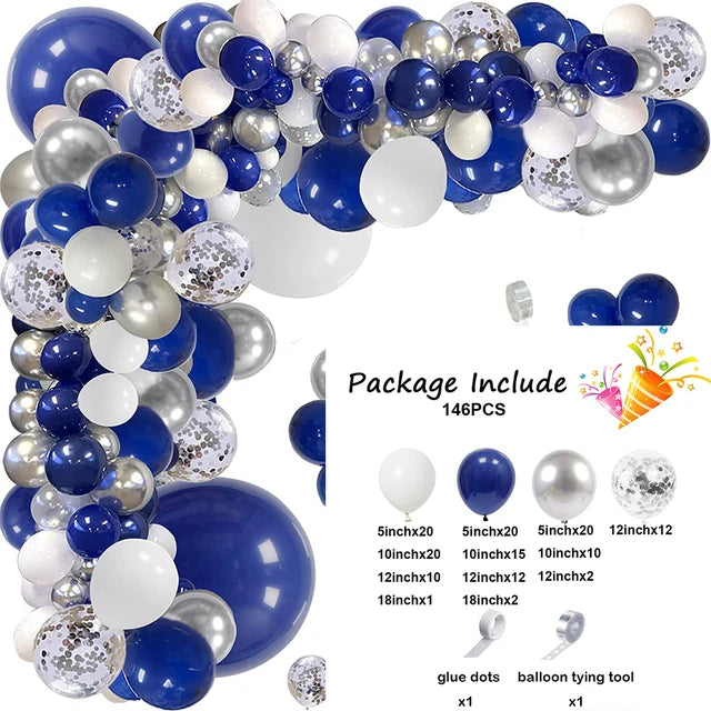 Navy Blue White Balloons Arch Garland Kit Balloon Garlands Luxurious Weddings