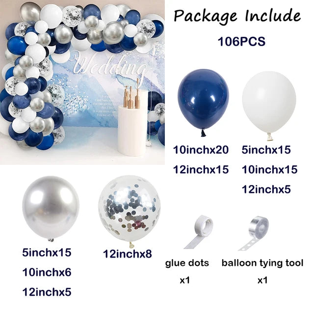 Navy Blue White Balloons Arch Garland Kit Balloon Garlands Luxurious Weddings