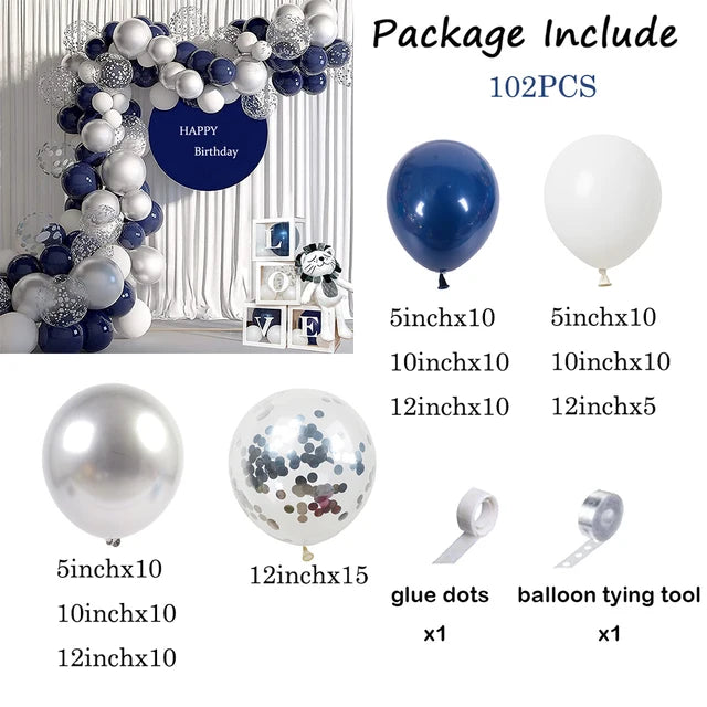 Navy Blue White Balloons Arch Garland Kit Balloon Garlands Luxurious Weddings