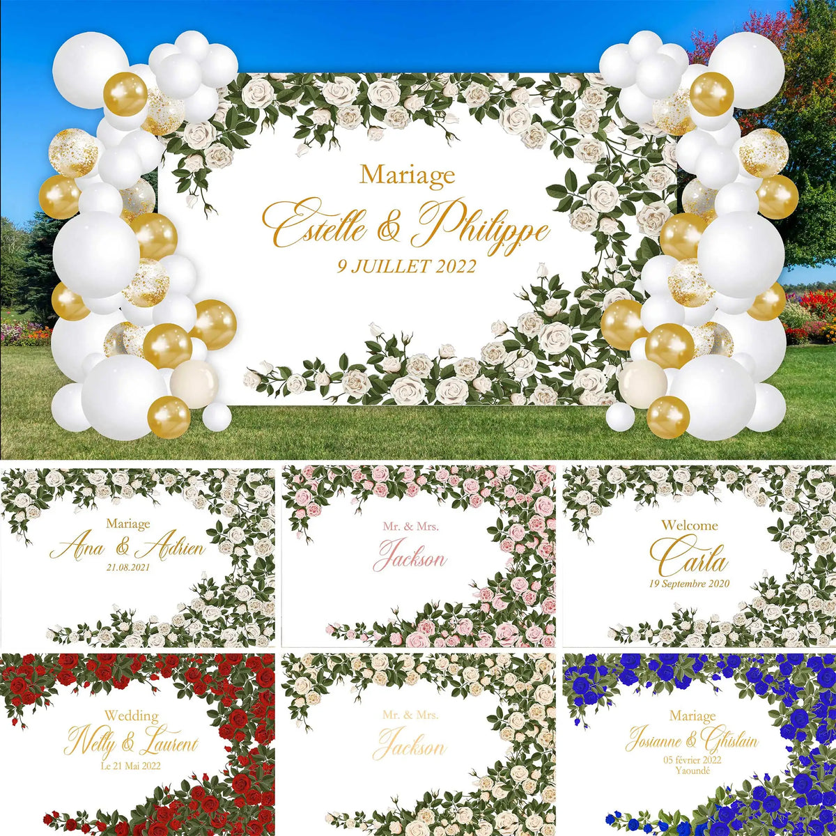 Personalize Wedding Backdrop Green Leaf Color Photography Backdrop Luxurious Weddings