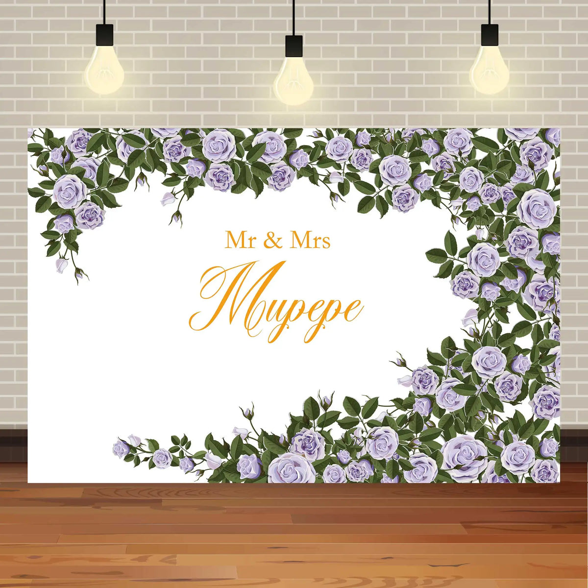 Personalize Wedding Backdrop Green Leaf Color Photography Backdrop Luxurious Weddings