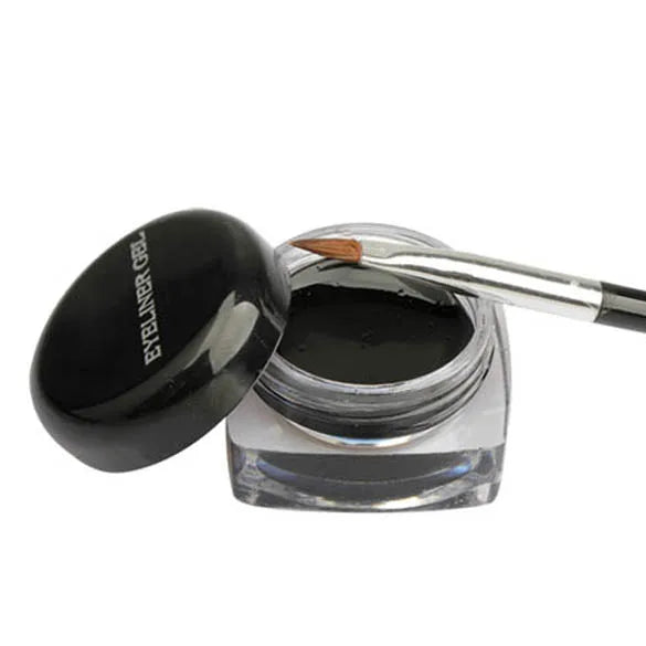 1x Cosmetic Eye Liner Makeup Black Waterproof Eyeliner Gel Cream With Brush