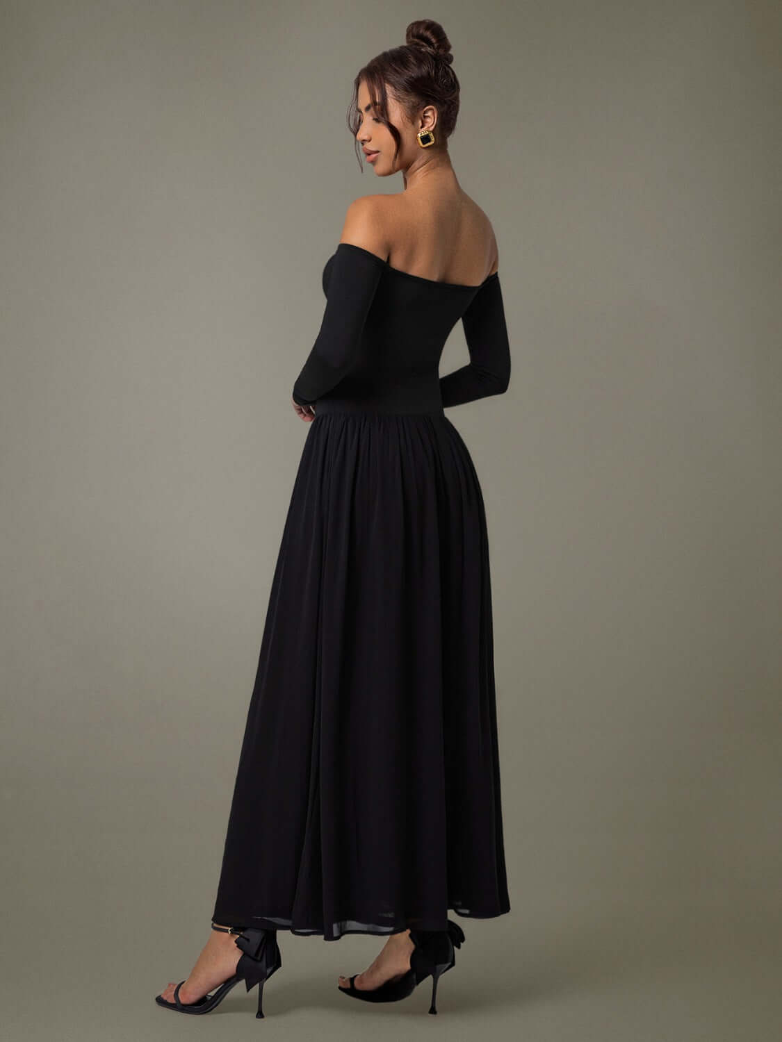 Off Shoulder Long Sleeve Maxi Dress dress Luxurious Weddings