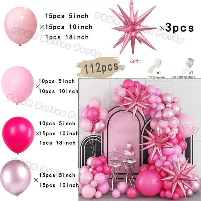 Pink Theme Star Balloons Garland Arch Kit Balloon Garlands Luxurious Weddings
