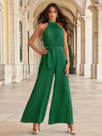 Pleated Sleeveless Wide Leg Jumpsuit Jumpsuit Luxurious Weddings