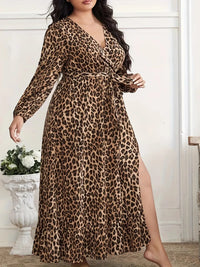 Plus Size Leopard Print Surplice Maxi Dress Plus size dress Luxurious Weddings