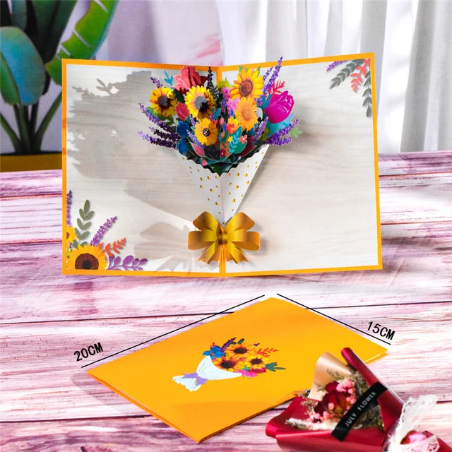 Pop-Up Flower Card Flora 3D Greeting Card Pop Up Card Luxurious Weddings