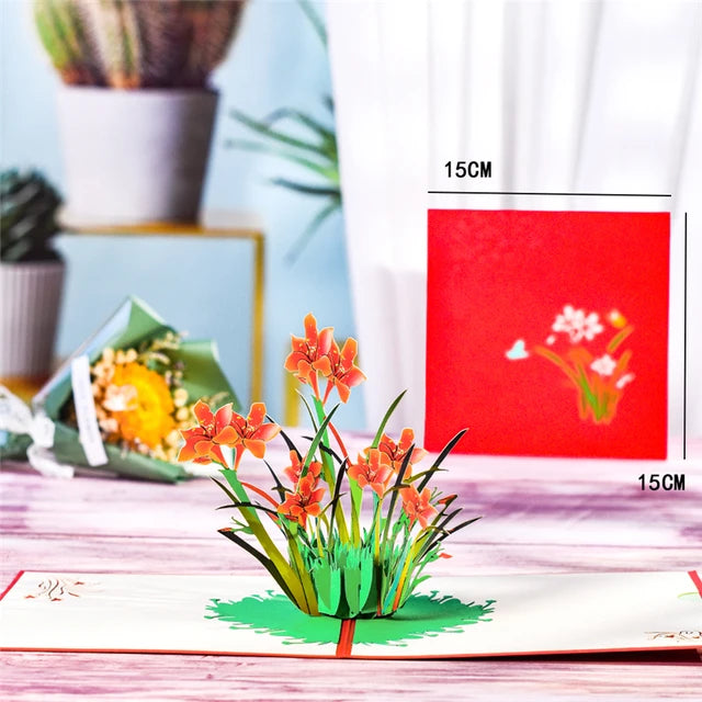 Pop-Up Flower Card Flora 3D Greeting Card Pop Up Card Luxurious Weddings