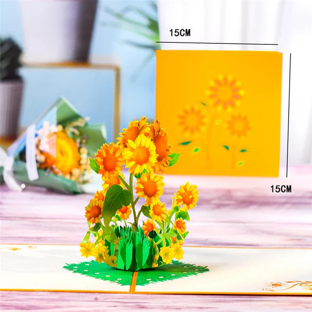 Pop-Up Flower Card Flora 3D Greeting Card Pop Up Card Luxurious Weddings